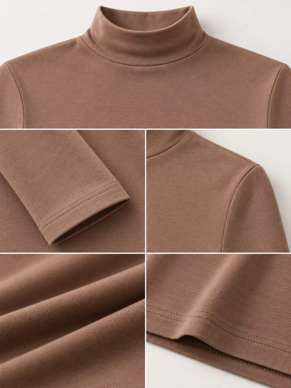 Slim-Fit Mock Neck Long Sleeve T-Shirt — garment construction details