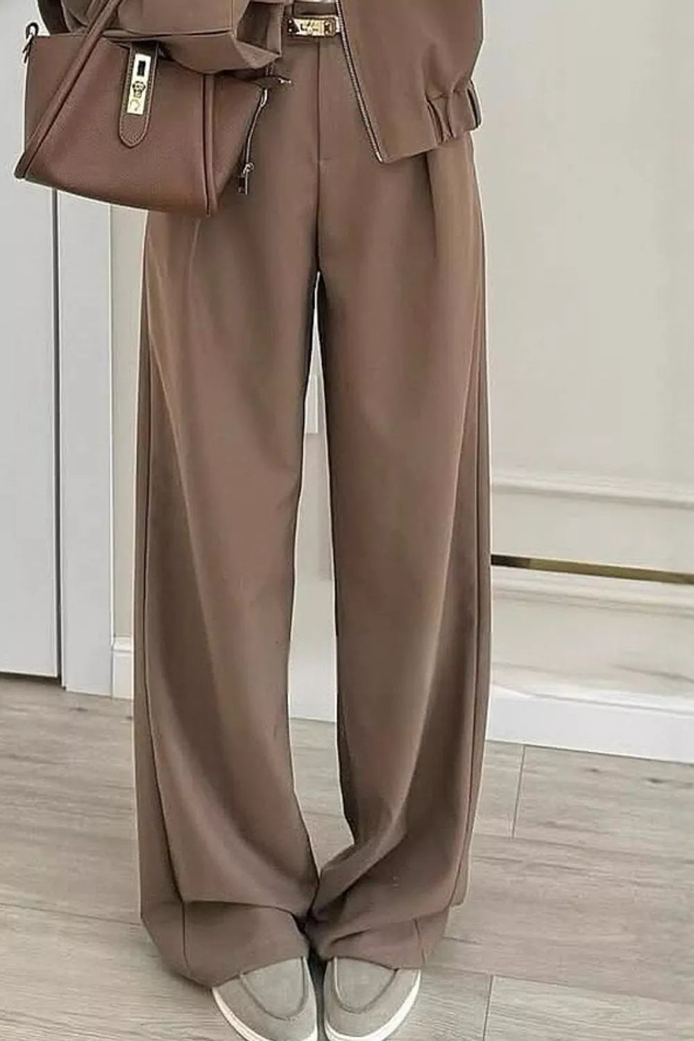 Trendsi Zip-Up Jacket and Wide-Leg Pants Set -