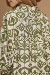 Trendsi Umgee Abstract Print Button-Up Oversized Shirt -