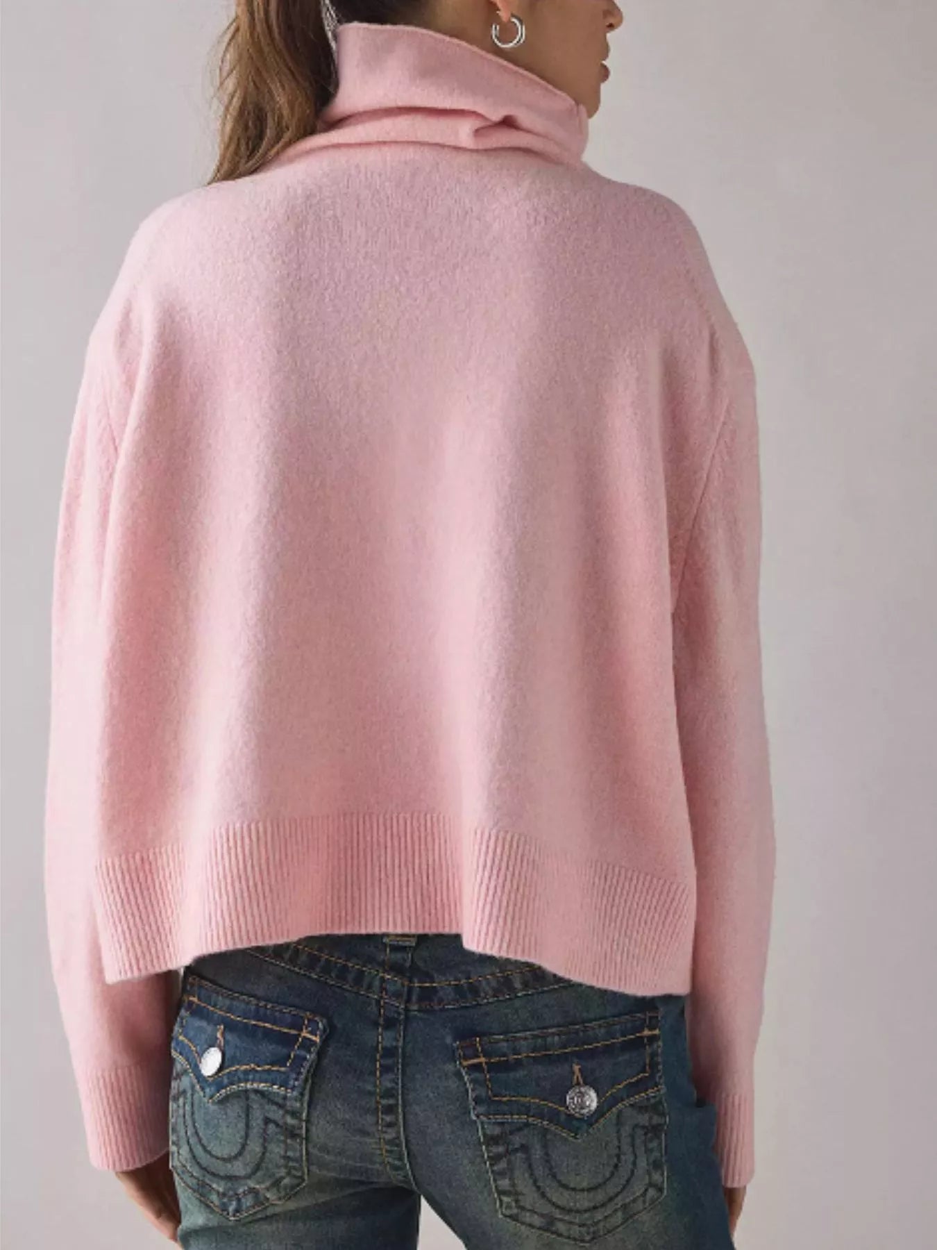 Trendsi Turtleneck Dropped Shoulder Sweater -