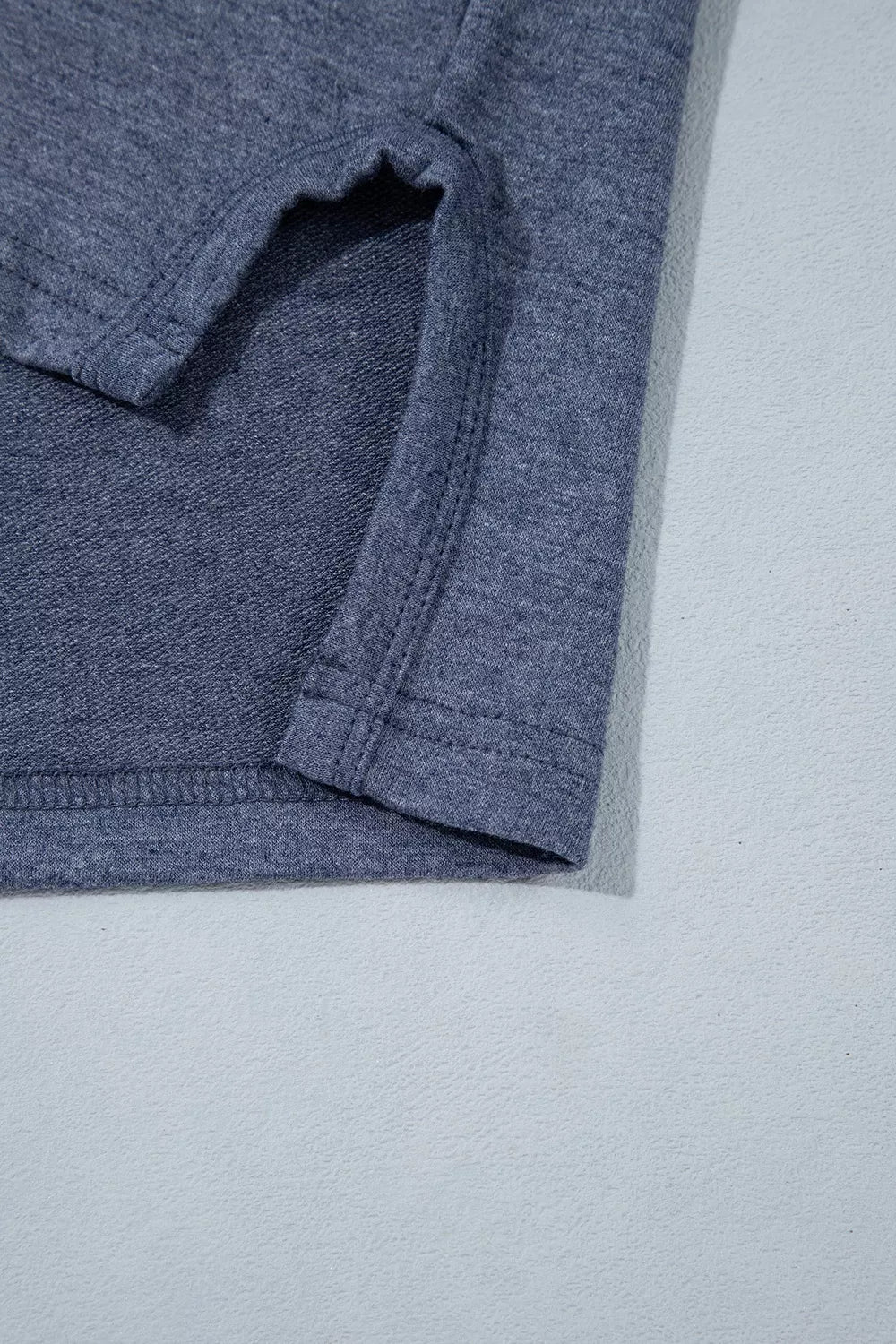 Top and drawstring pants set, blue side split hem