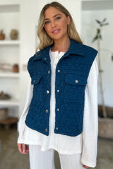 Trendsi Double Take Full Size Pocketed Texture Snap Down Vest Coat -