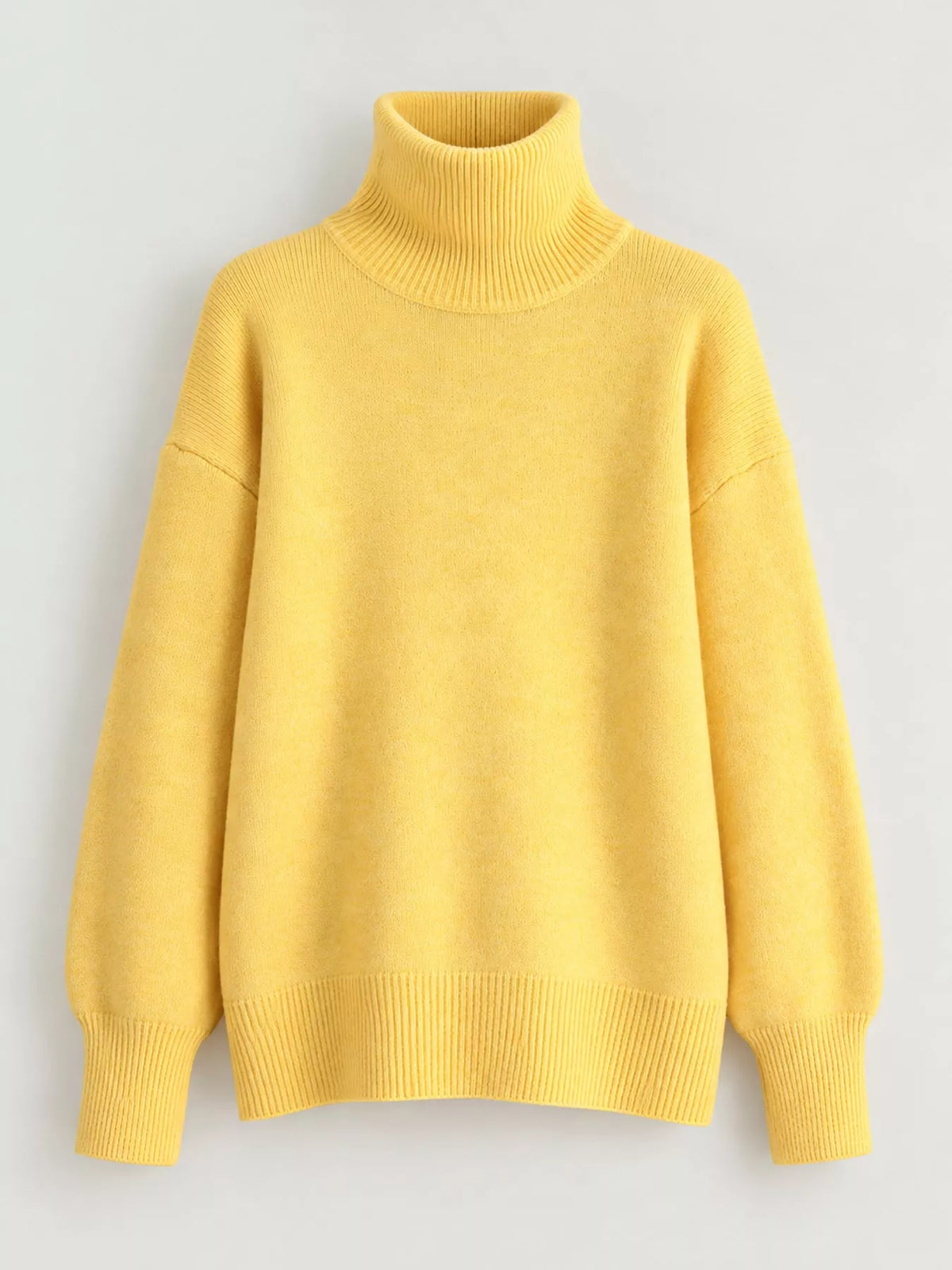 Oversized Turtleneck Drop Shoulder Sweater — garment front