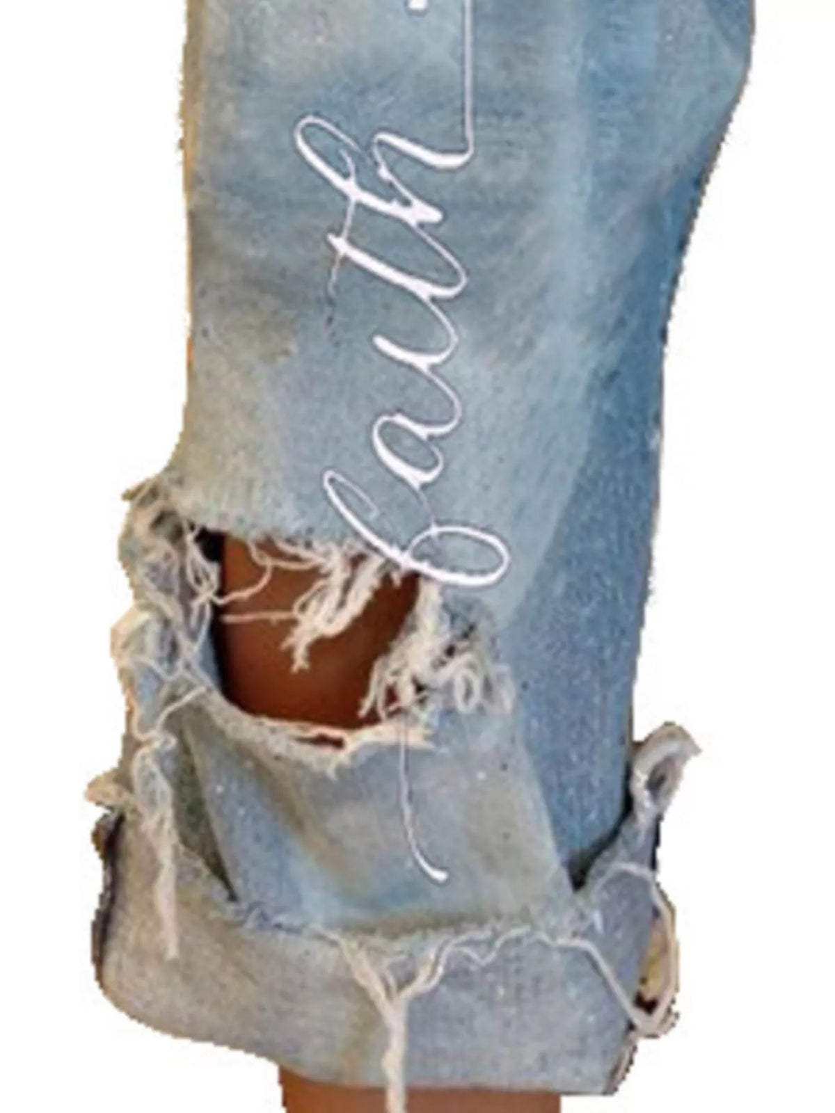 Trendsi Full Size Floral Distressed Cropped Jeans Plus Size -