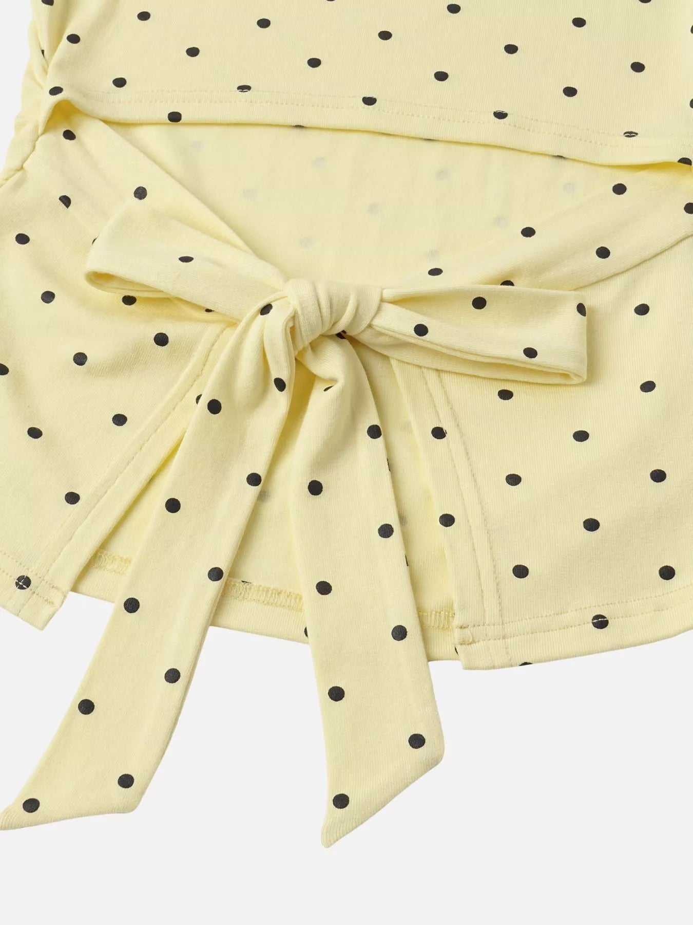 Trendsi Long Sleeve Polka Dot Tie Back T-Shirt -