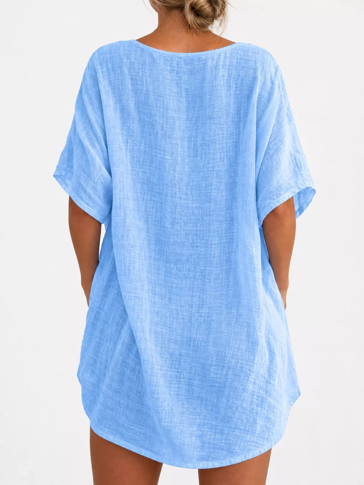 Linen-blend shirt, blue back