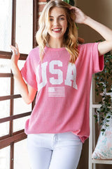 Trendsi Heimish Full Size USA Graphic Short Sleeve Ribbed Top -