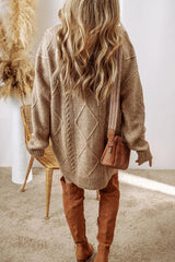 Trendsi Cable-Knit Round Neck Sweater Dress -
