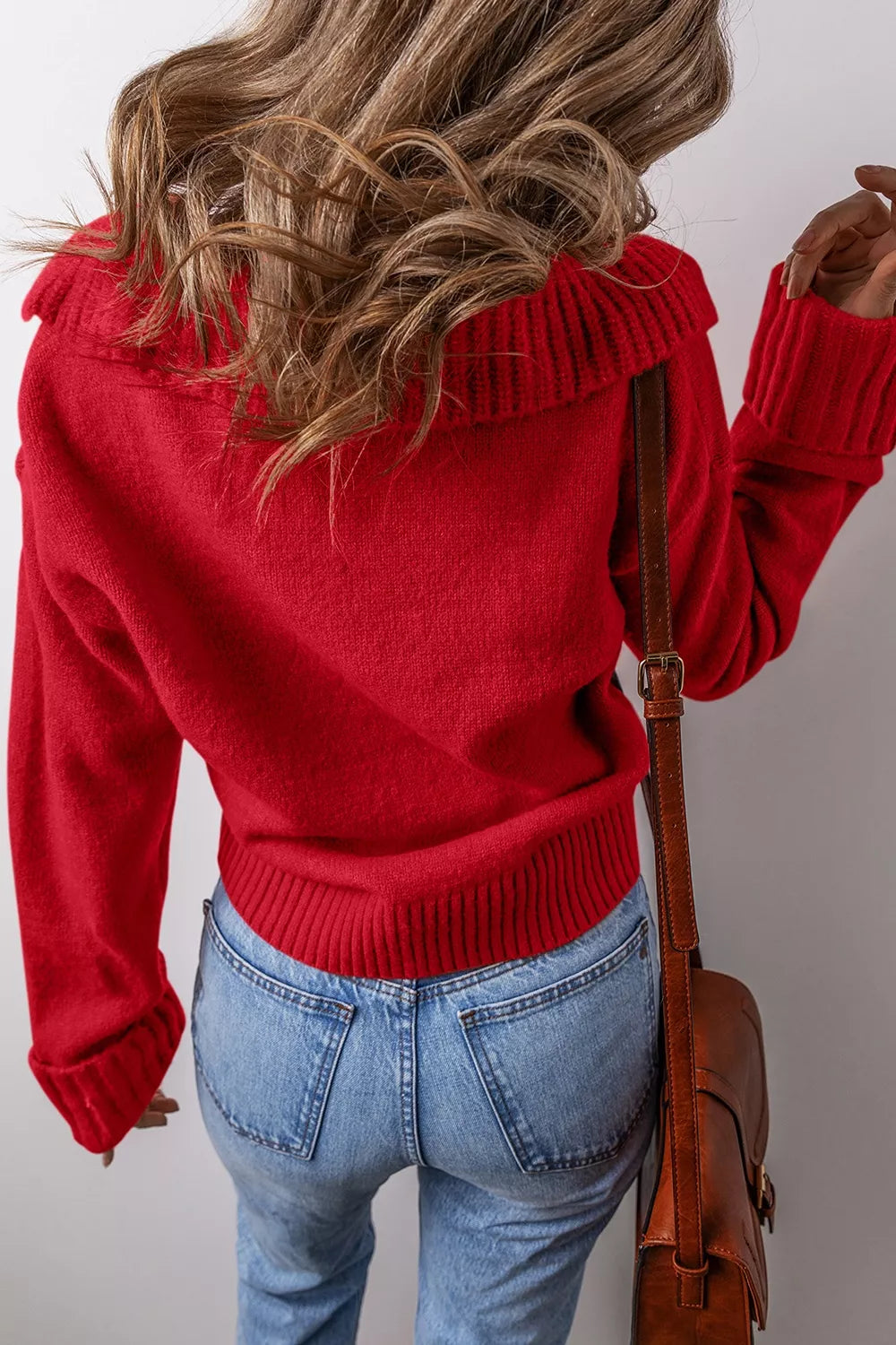 Trendsi Ribbed Hem Long Sleeve Sweater -