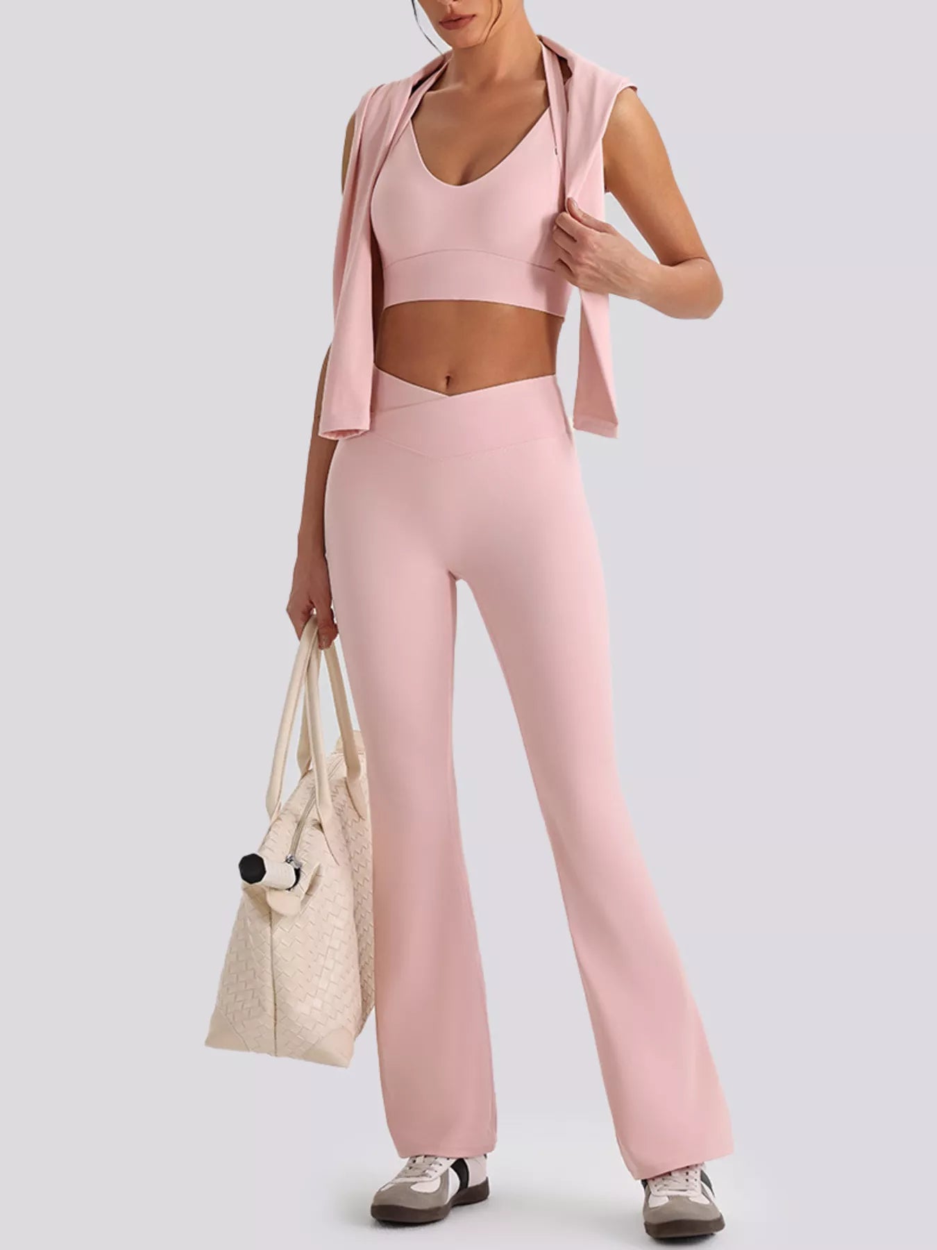 Trendsi Seamless Criss-Cross V-Neck Tank and Leggings Active Set -