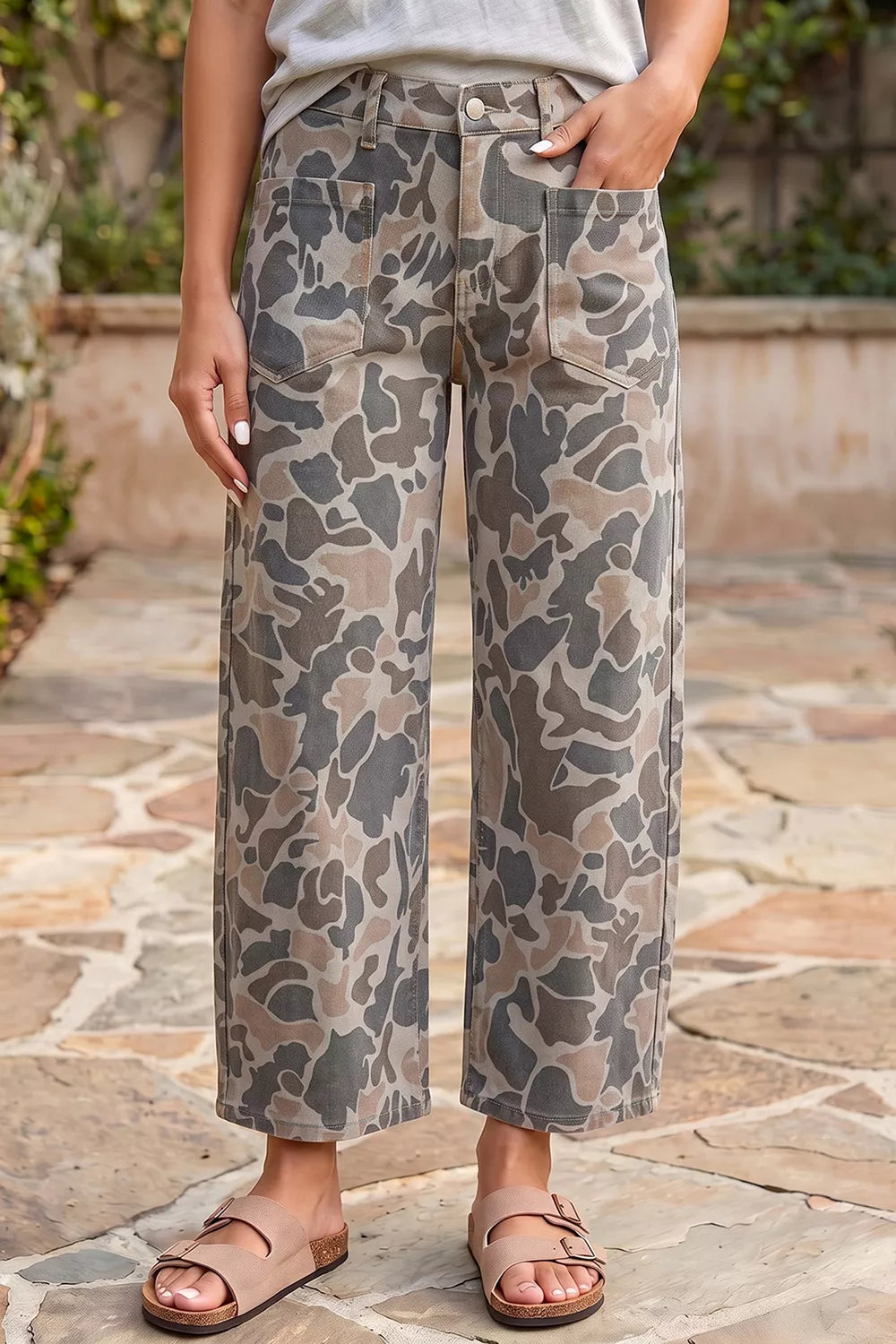 Trendsi Multicolour Camouflage Shift Ankle Length Jeans -