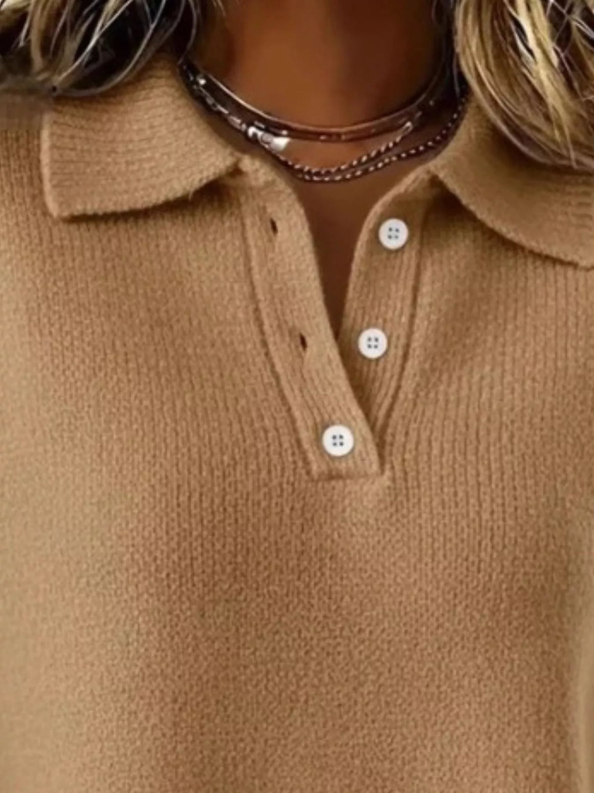 Trendsi Full Size Button Detail Dropped Shoulder Sweater Plus Size -