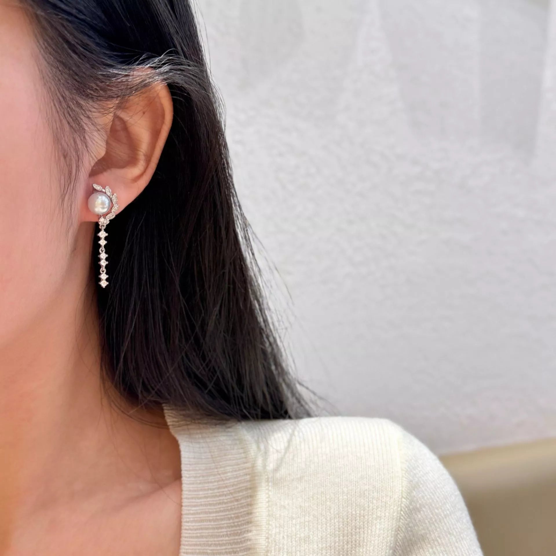 Trendsi Pearl Zircon Drop Earrings -