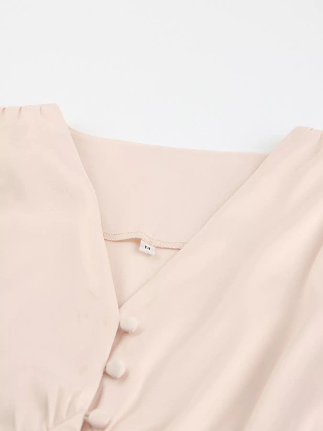 Trendsi Elegant V-Neck Puff Sleeve Button-Down Midi Dress -