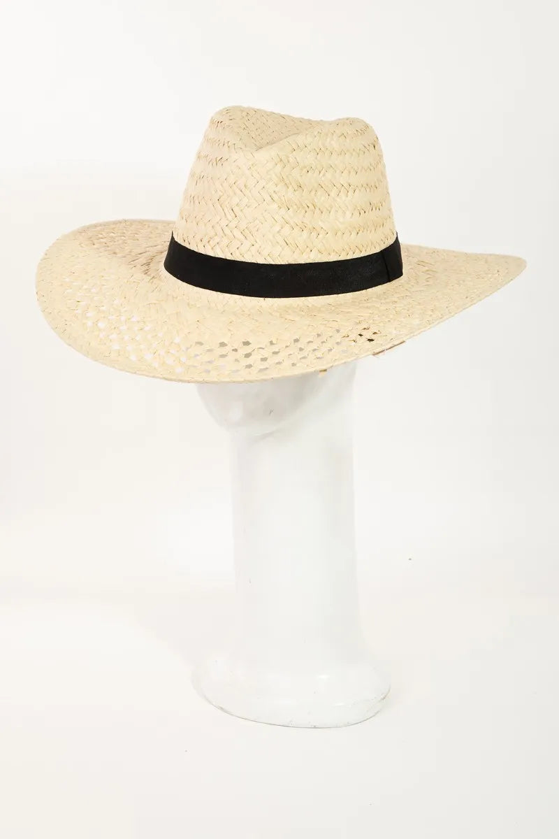 Basket Weave Straw Sun Hat With Adjustable Inner String — product view 5