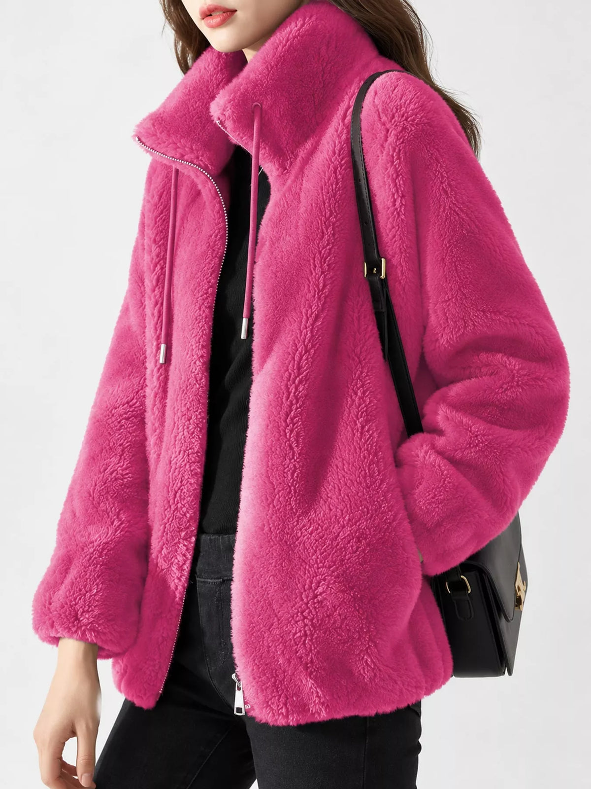 Faux-fur jacket, pink side