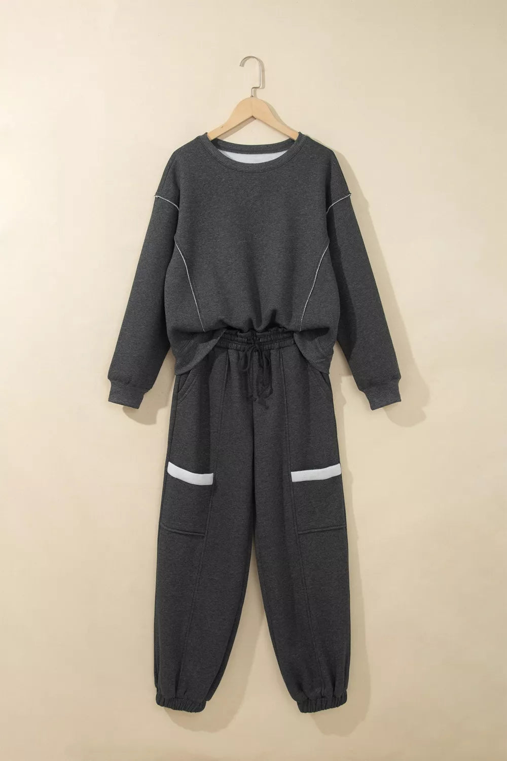 Trendsi Crew Neck Long Sleeve Top and Joggers Set -