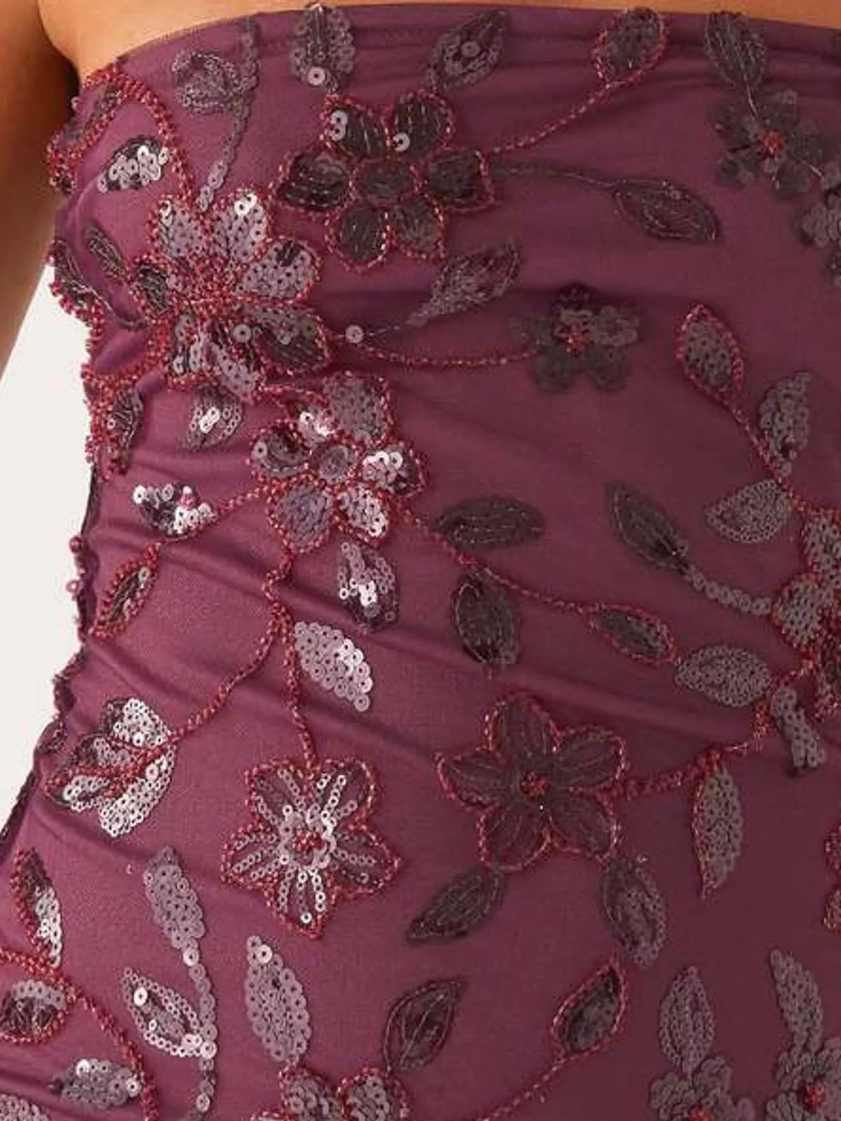 strapless mini dress, construction and design details