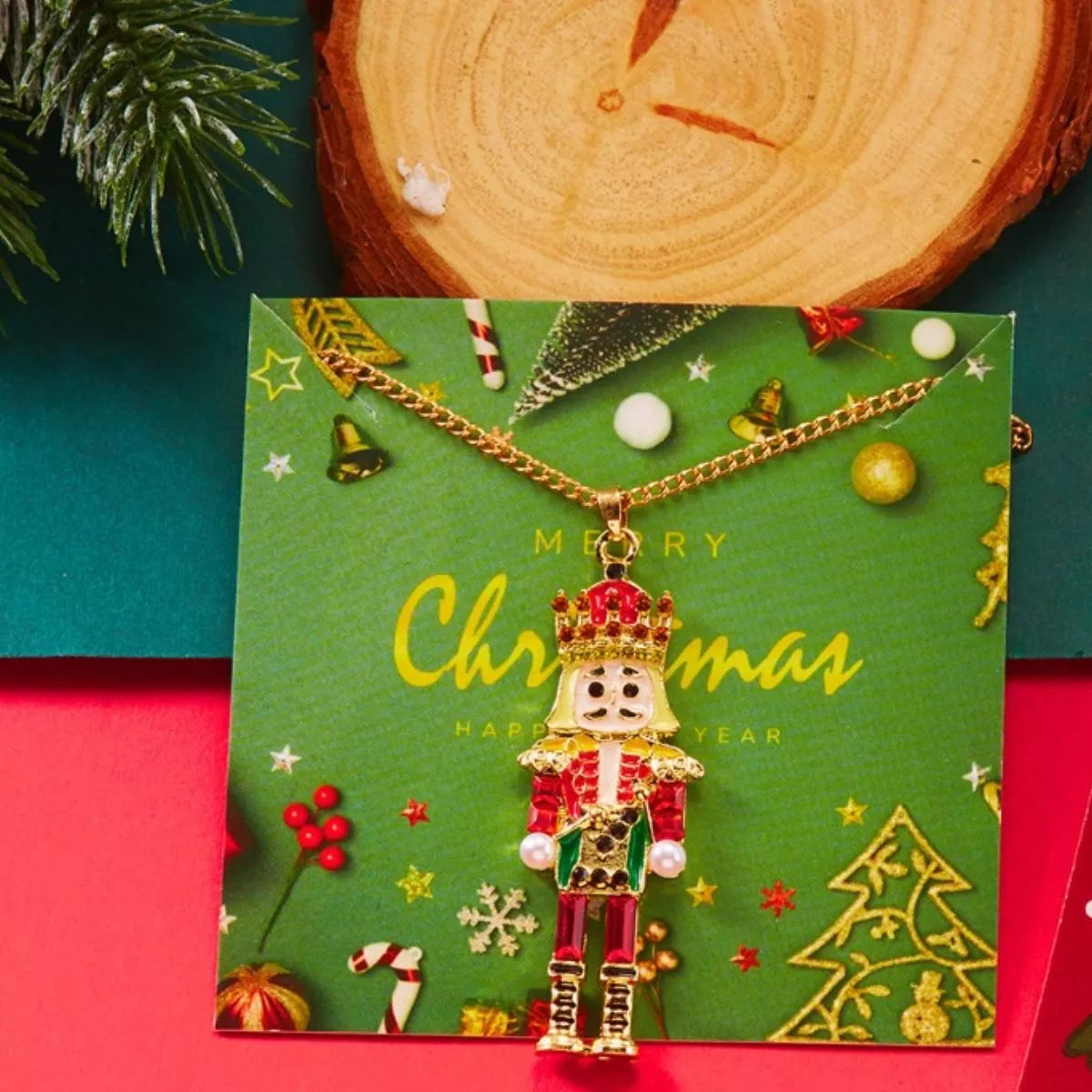 Trendsi Christmas 18K Gold-Plated Nutcracker Pendant Necklace -