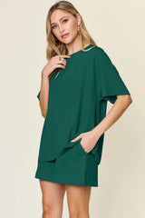 Trendsi Double Take Basic style Round Neck Solid Set -