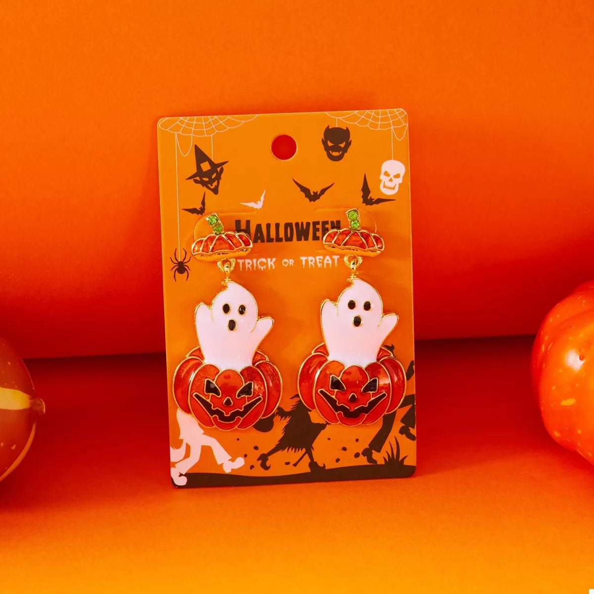 Trendsi Halloween Ghost Pumpkin Dangle Earrings -