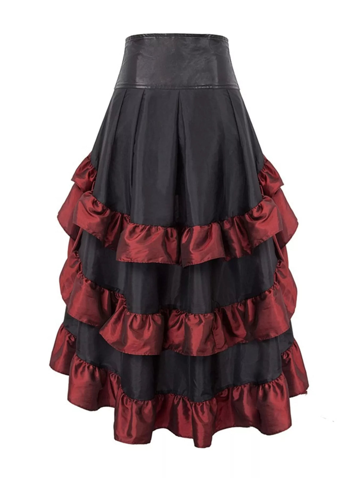 Red high-low ruffled skirt
