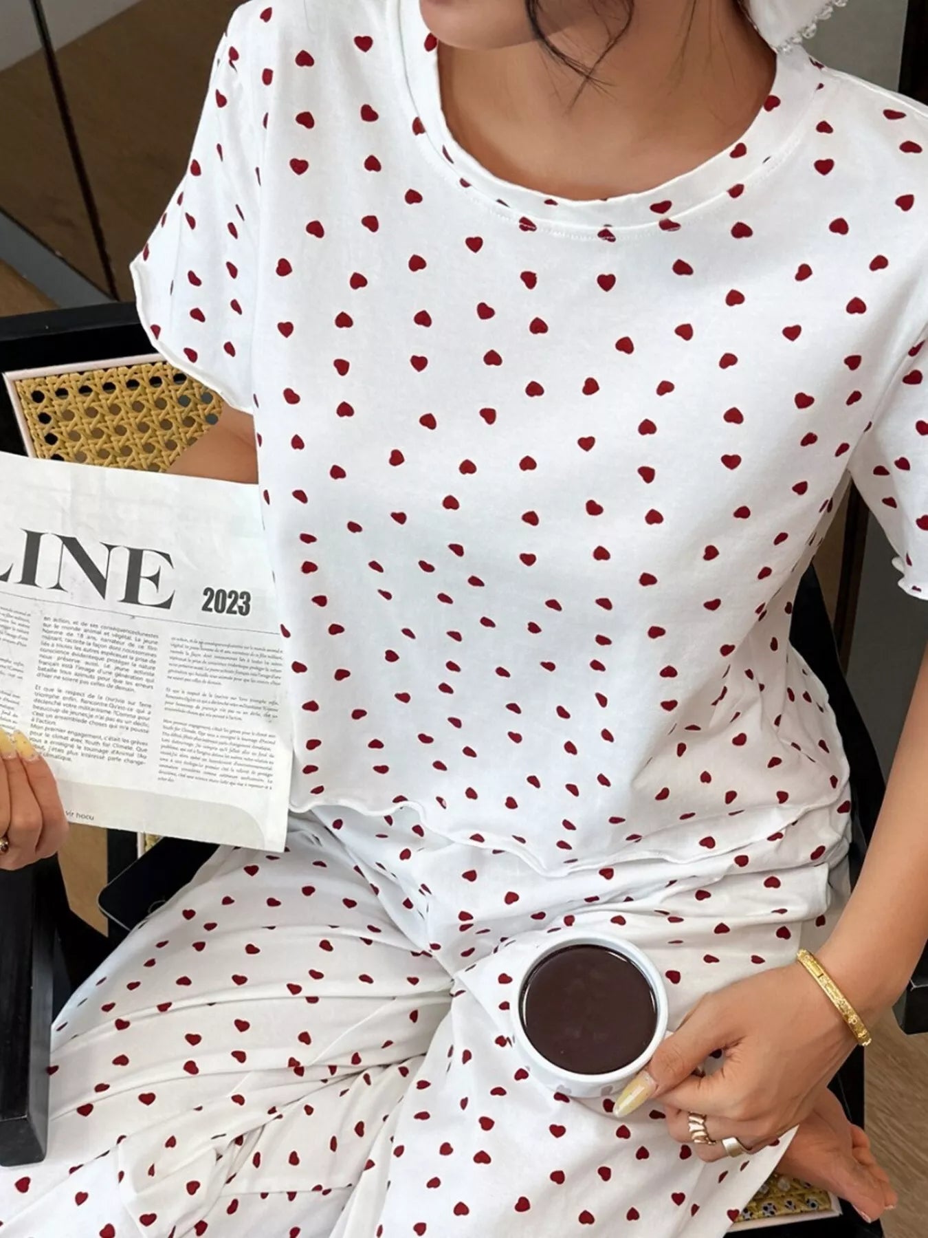 Trendsi Polka Dot Short Sleeve Top and Shorts Set -