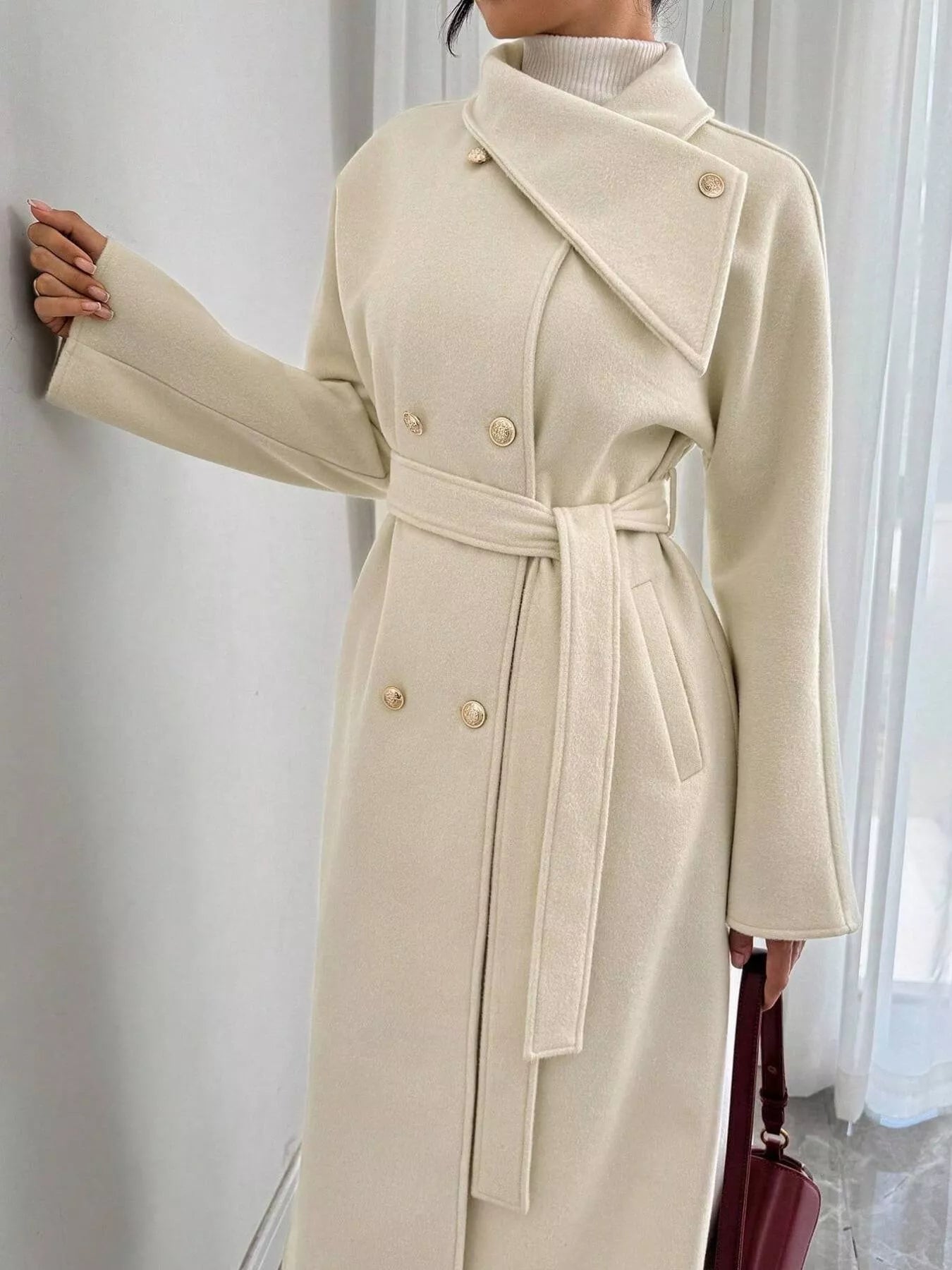 Trendsi Double-Breasted Longline Coat -