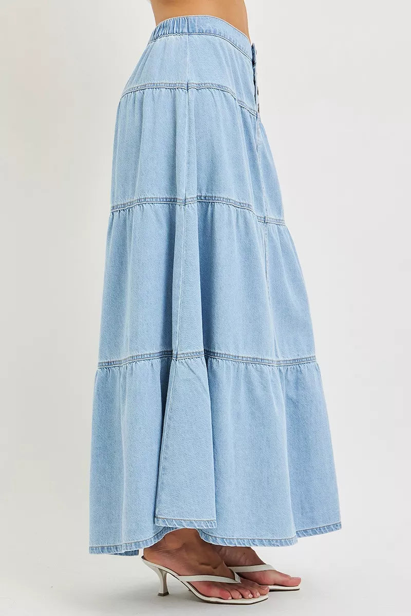 Trendsi RISEN High Rise Ruffle Long Skirts -