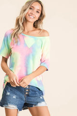 Trendsi BiBi Tie Dye French Terry Print Top -