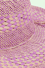 Trendsi Fame Checkered Straw Weave Sun Hat -