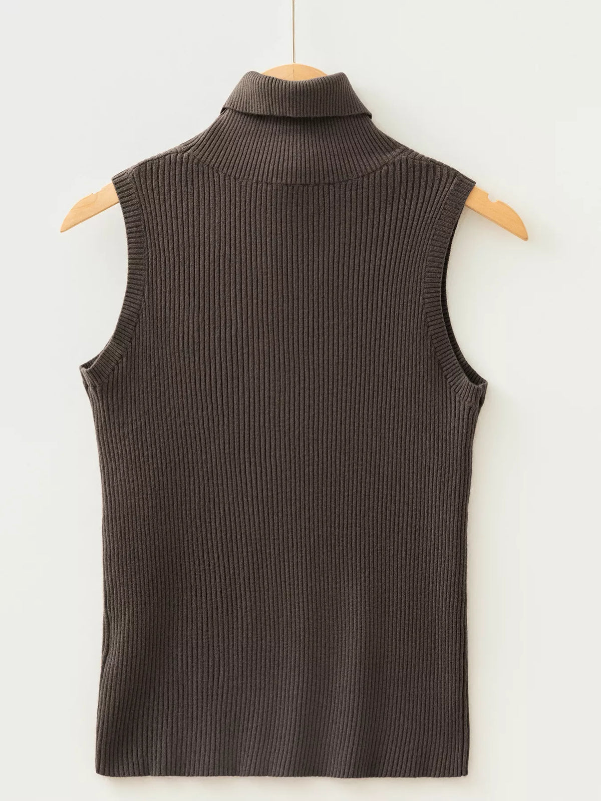 Trendsi Ribbed Knit High Neck Sleeveless Waist Slim Fit Sweater Vest -