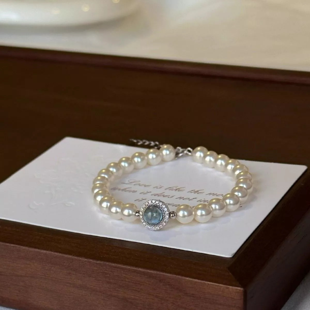Women's 925 Sterling Silver Synthetic Pearl Zircon Bracelet