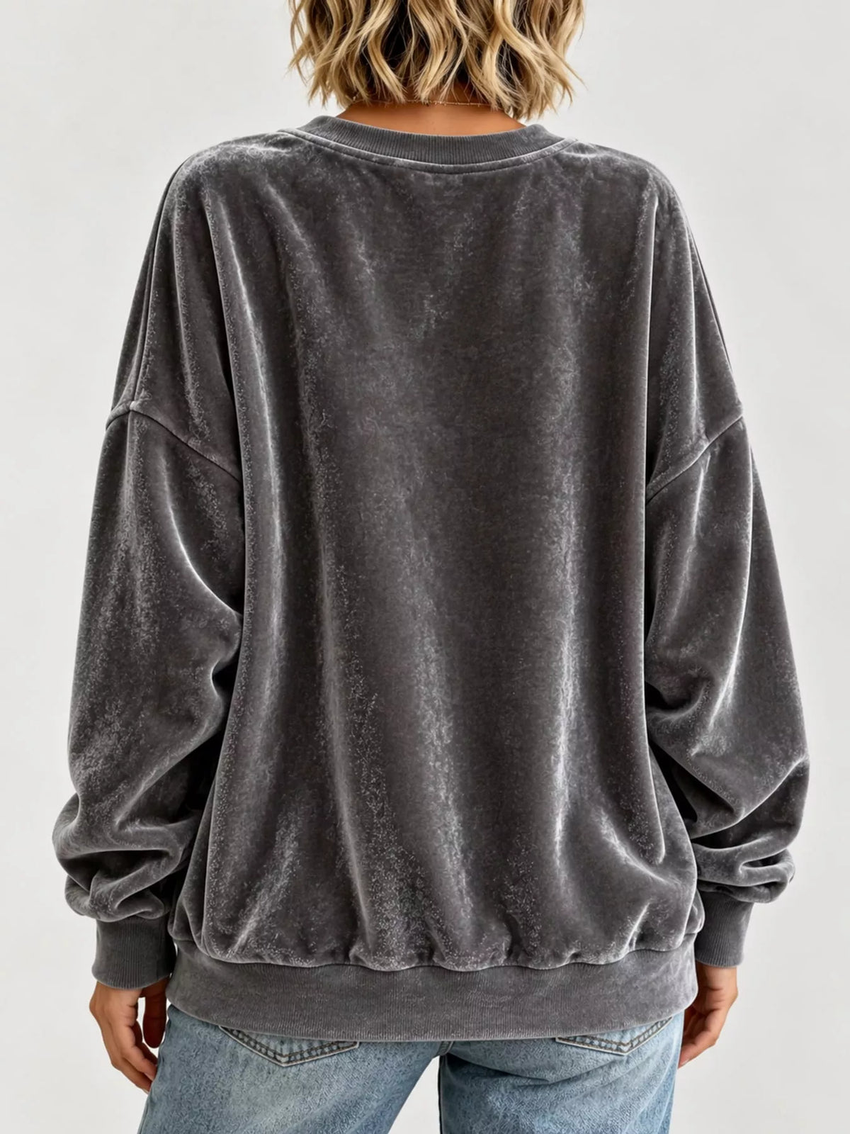 Crew-neck sweatshirt, gray back