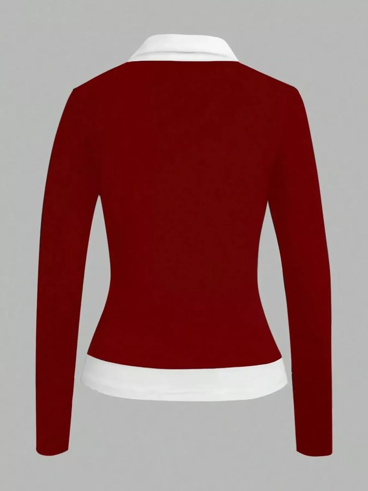 Collared long sleeve t-shirt, back view