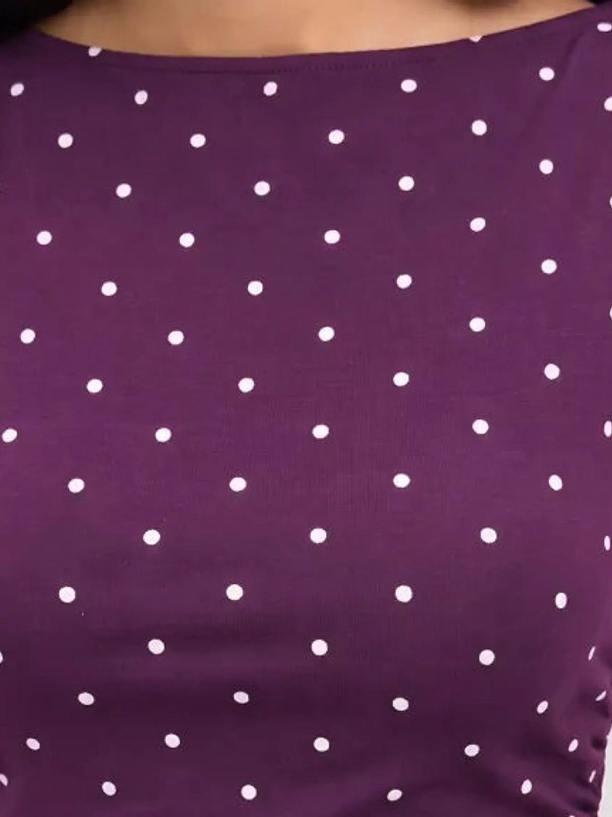 Polka Dot Print Sleeveless Tank Top with Tie Back, detail view in purple and white
