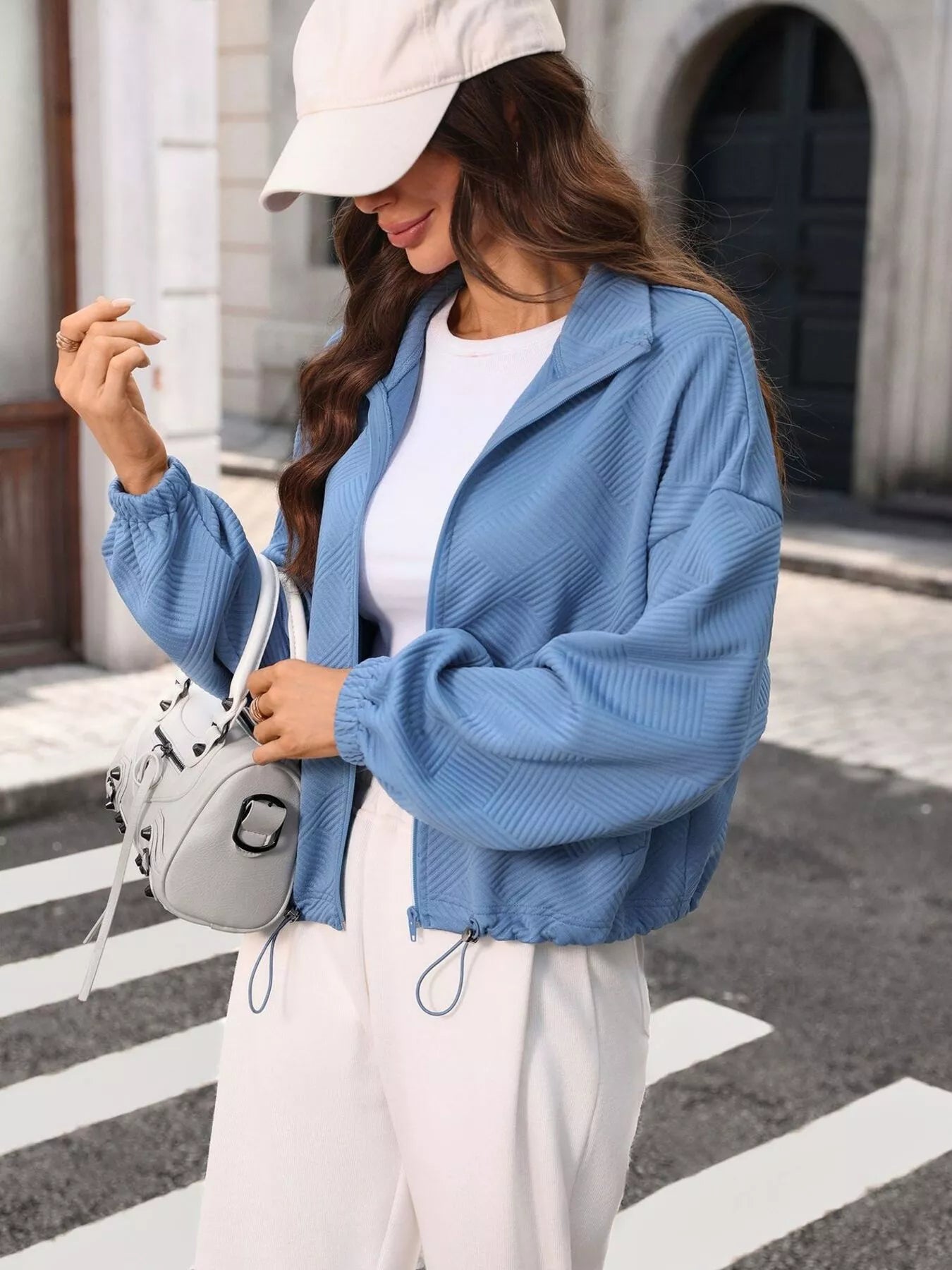 Trendsi Textured Zip-Up Casual Jacket -