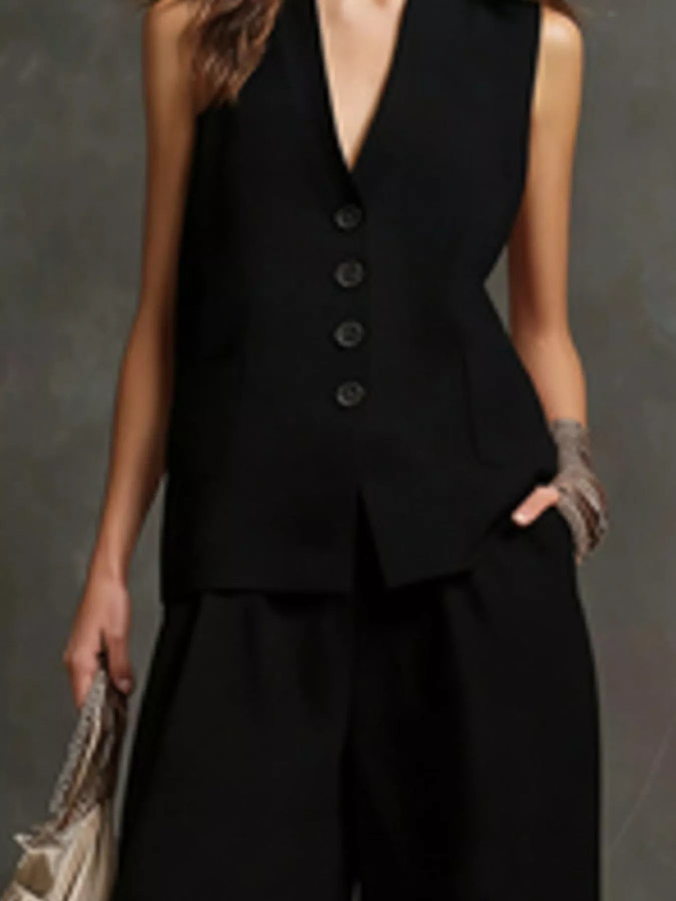 Trendsi Sleeveless Vest and Wide-Leg Pants Set -