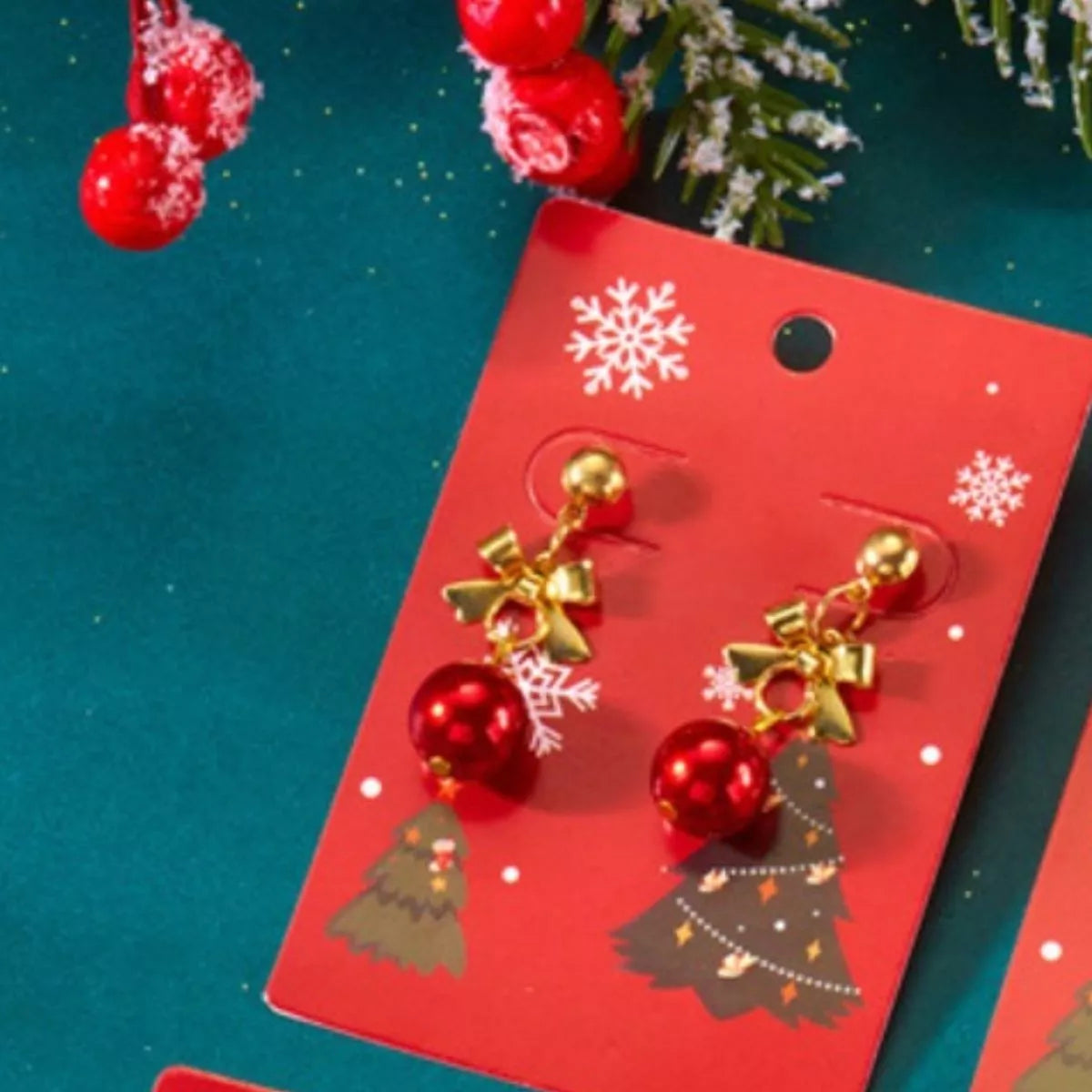 Trendsi Christmas 18K Gold-Plated Ball Drop Earrings -