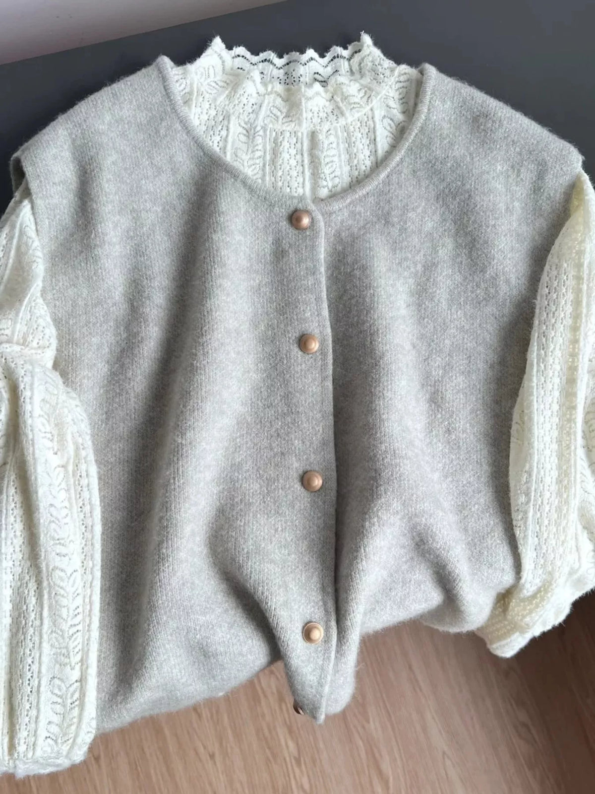 Button-Down Sweater Vest in beige-gray