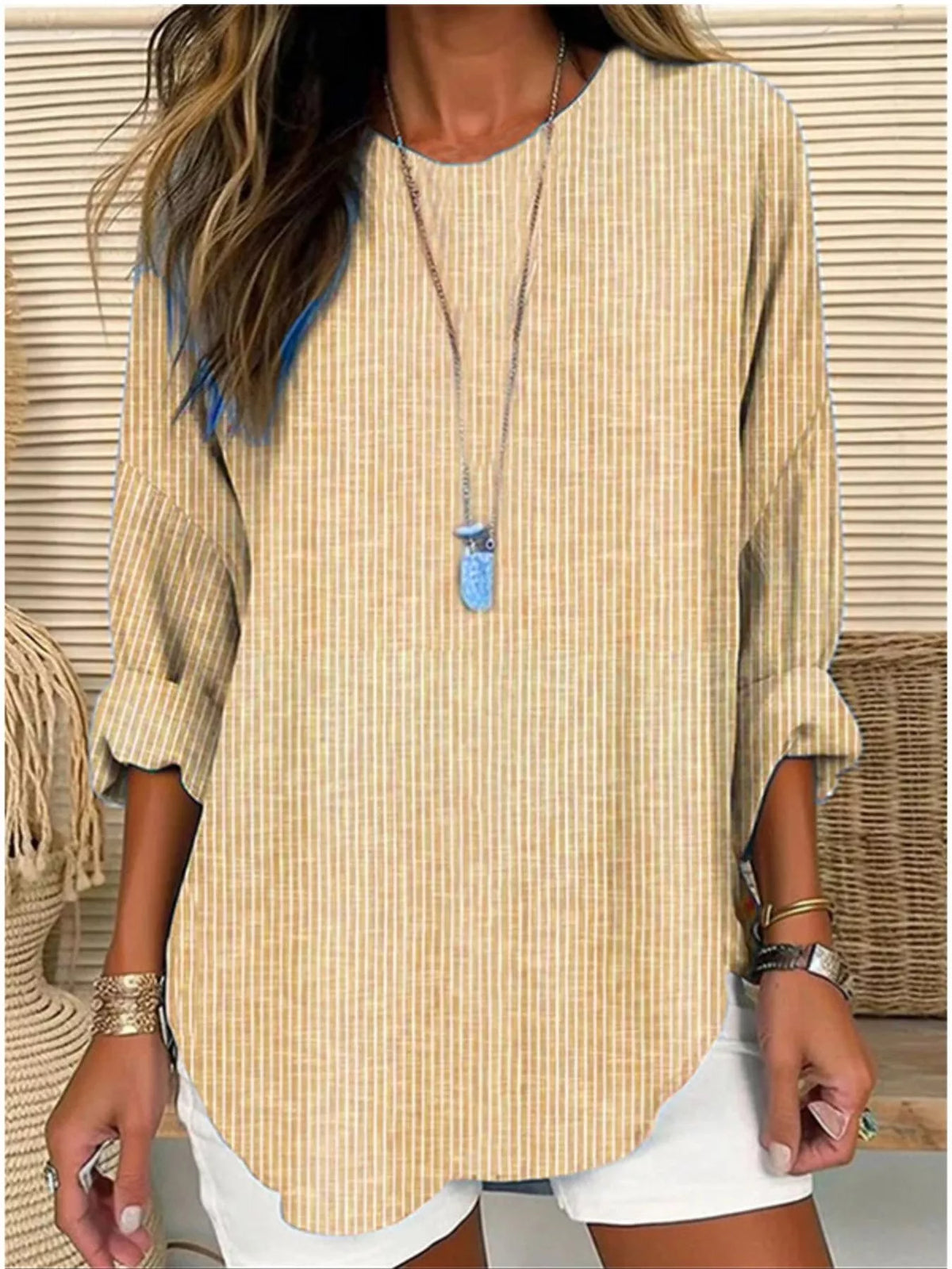 Women's casual striped long sleeve blouse