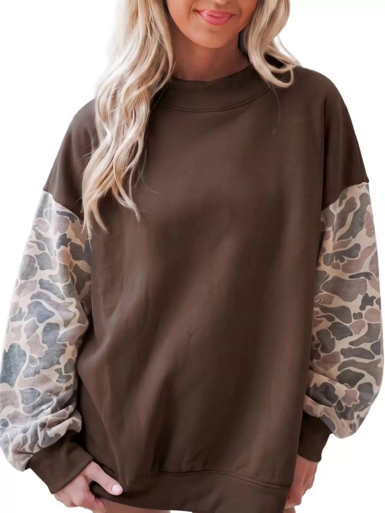 Trendsi Camouflage Long Sleeve Sweatshirt -