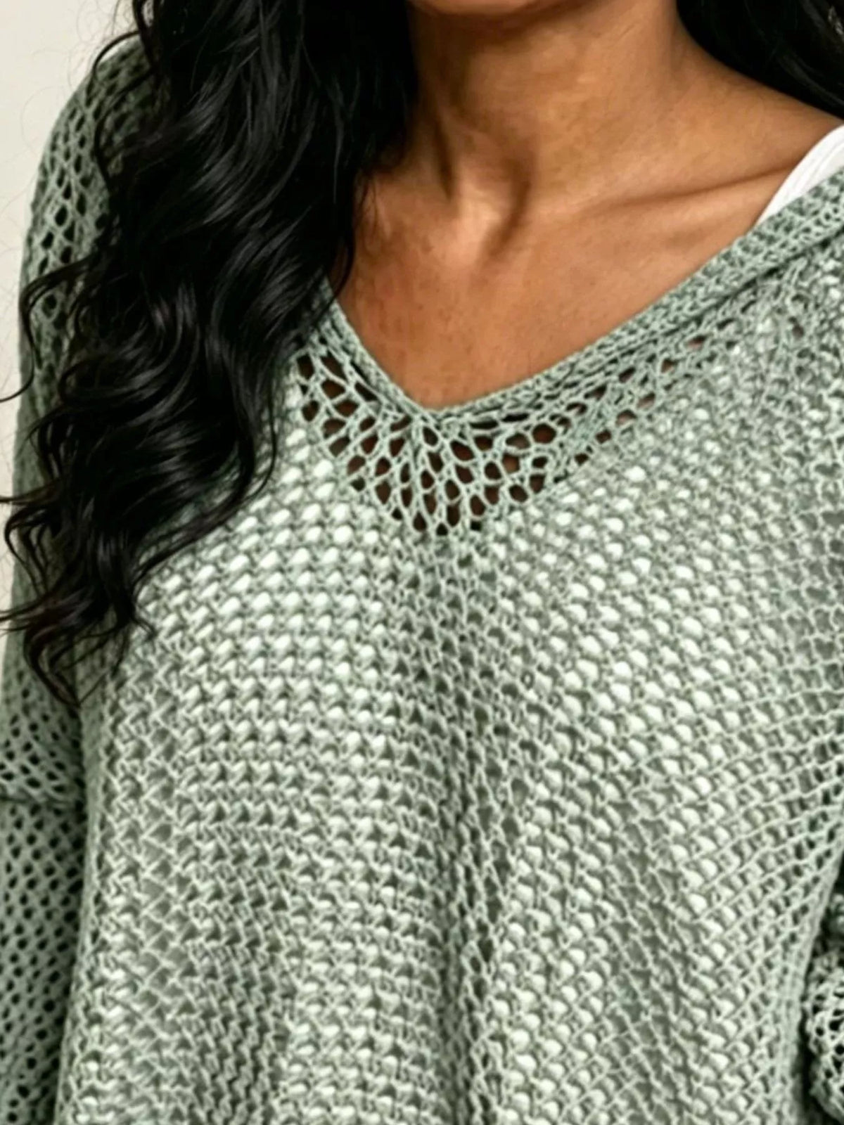 Trendsi Loose Knit Hooded Cover Up -