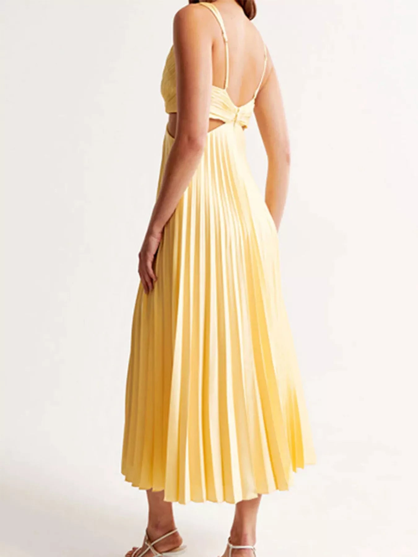 Trendsi Elegant Pleated Midi Dress with Cut-out Details -