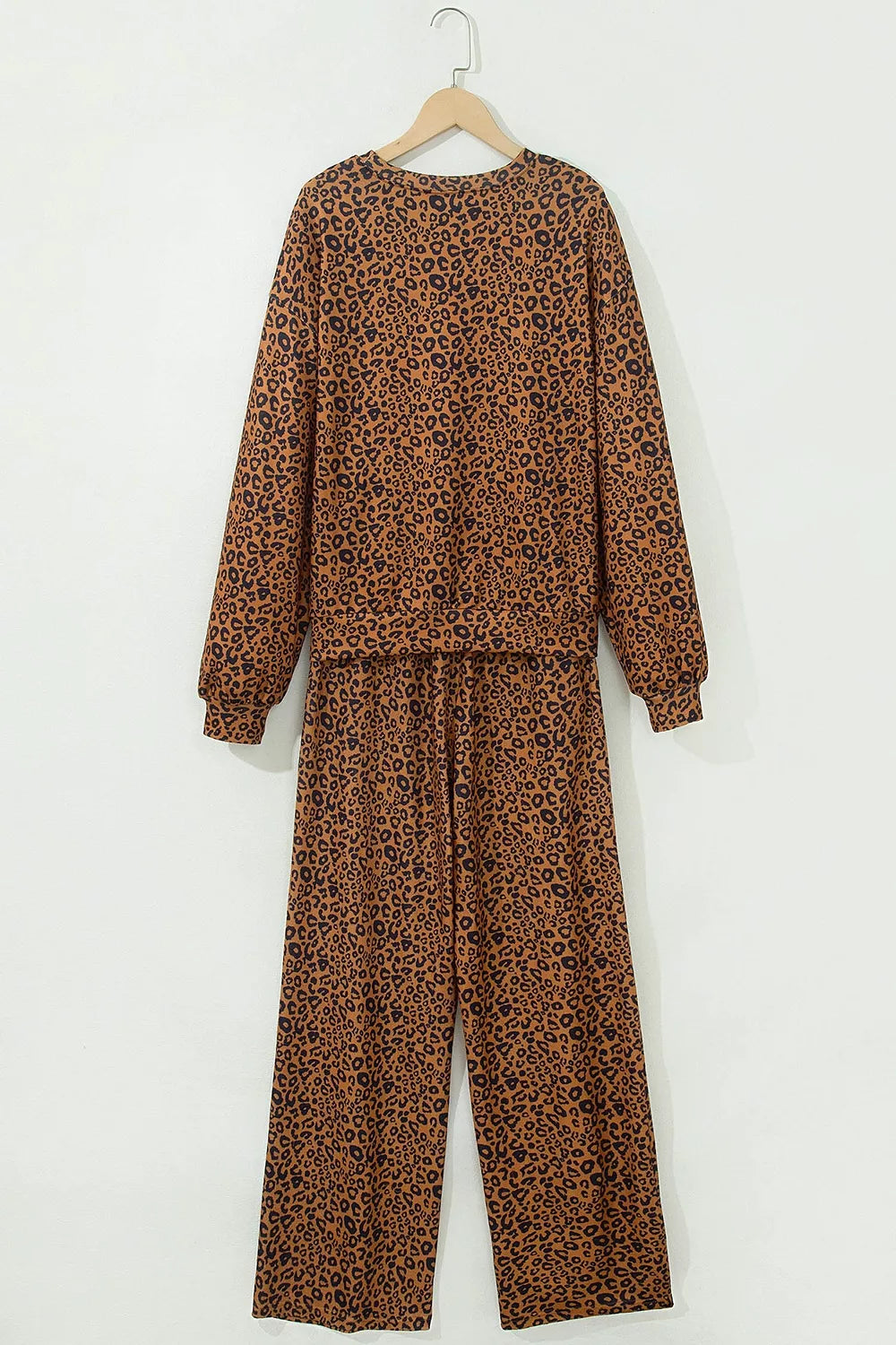 Trendsi Leopard Print Long Sleeve Top Relaxed Pant Set -
