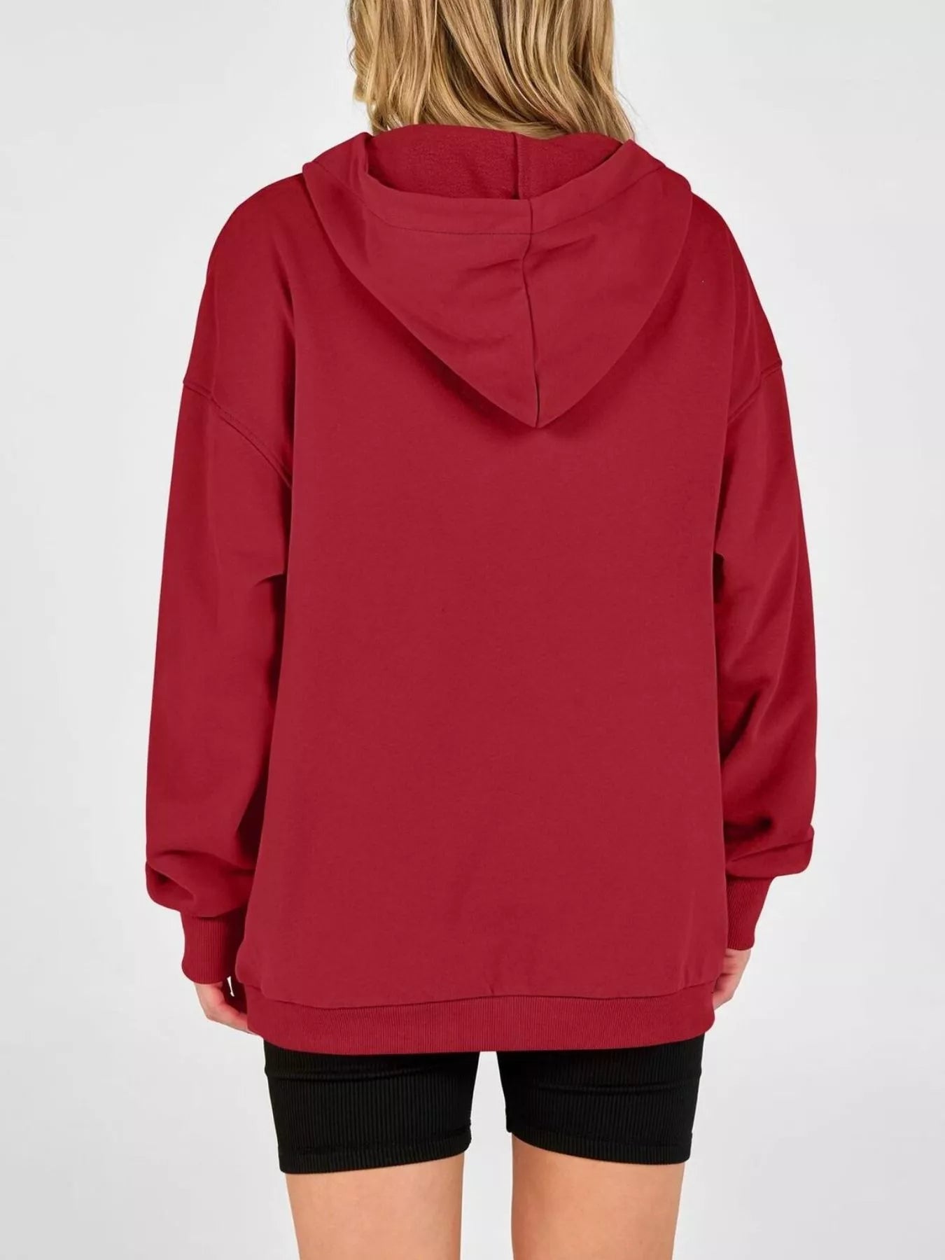 Trendsi Half Snap Dropped Shoulder Hoodie -