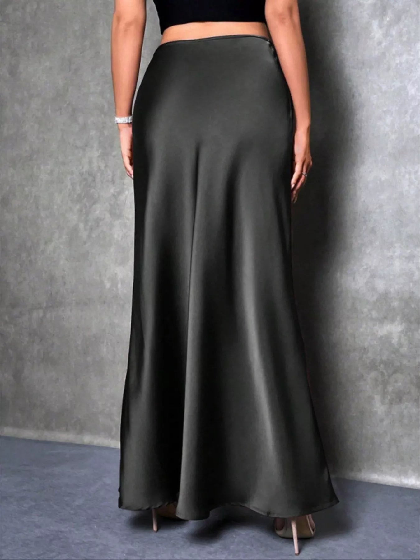 Trendsi High Waist Satin Maxi Skirt -