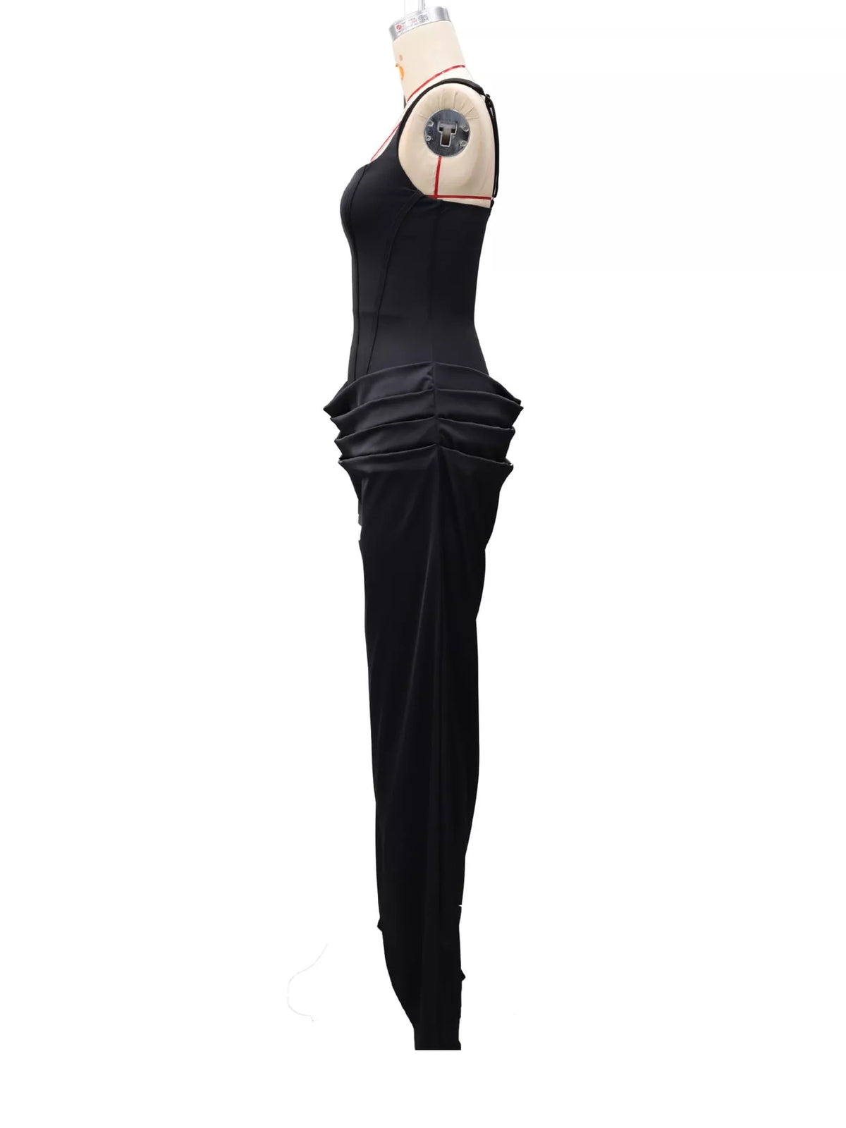 Square neck sleeveless maxi dress, side view