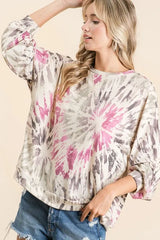 Trendsi BiBi Tie Dye Print Terry Pull Over -