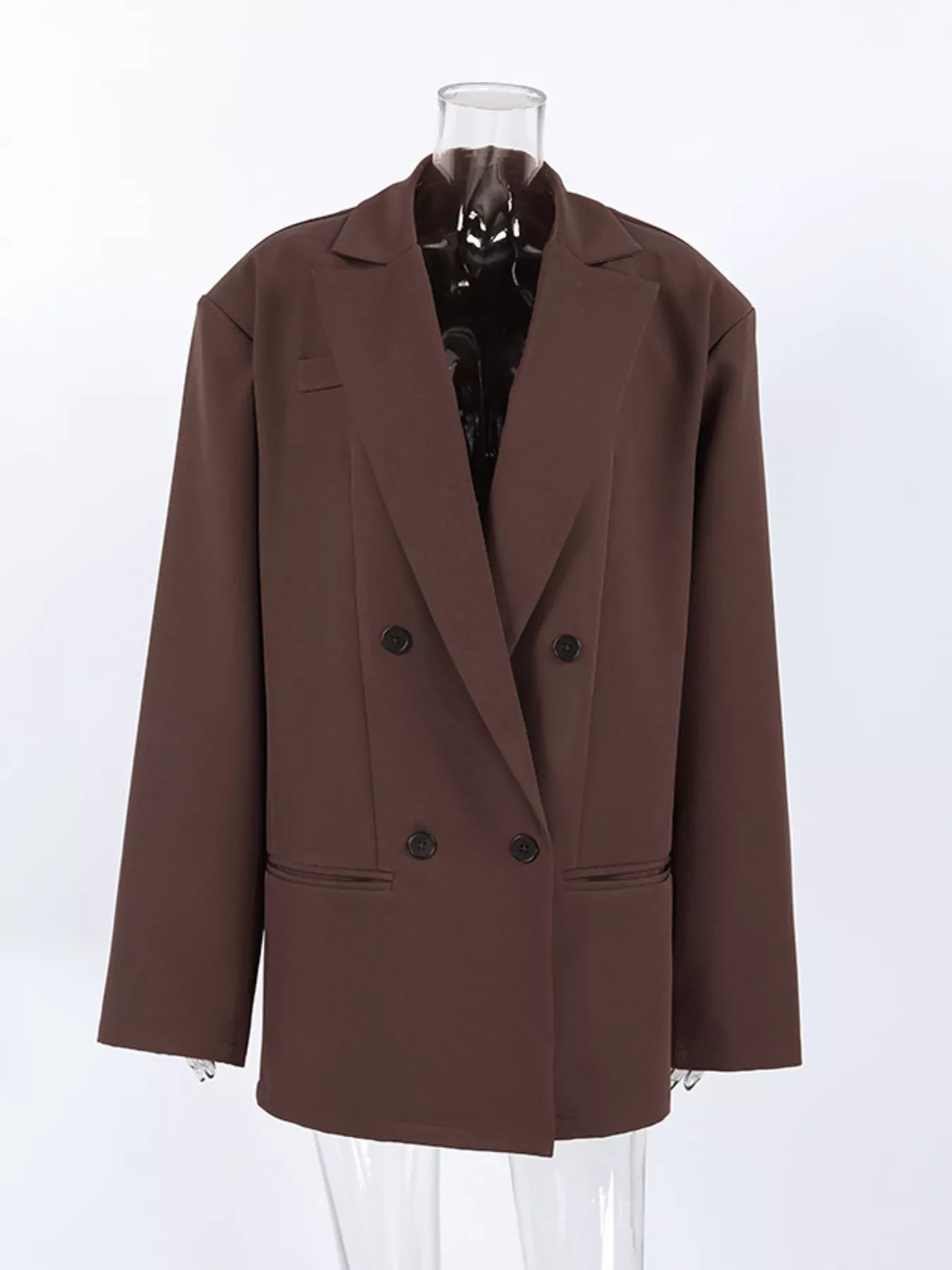 Trendsi Double-Breasted Lapel Collar Blazer -